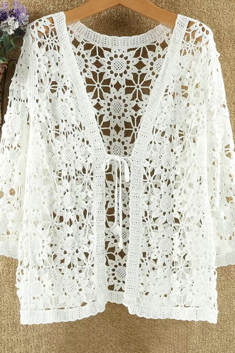 Floral Crochet Open-Front Cardigan