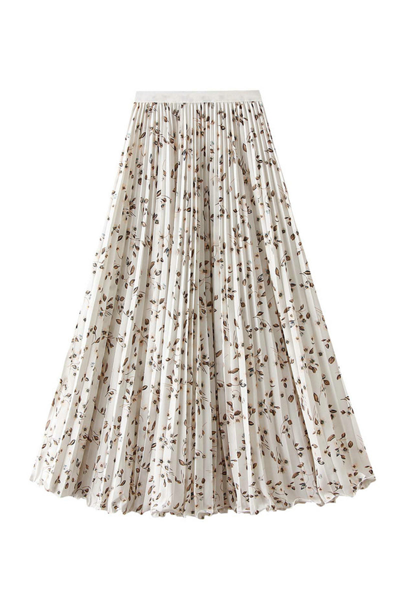 Floral Pleated Midi Skirt