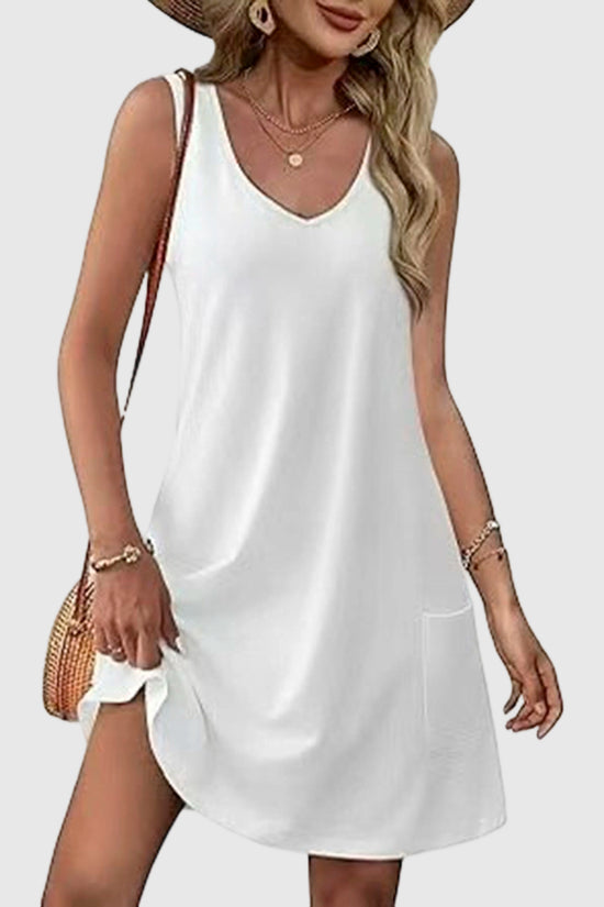 Sleeveless Leaf Print Casual Dress