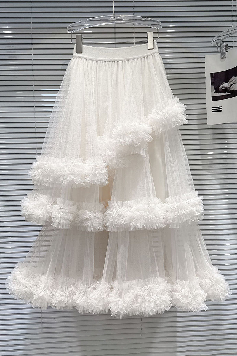 Tiered Ruffle Midi Skirt
