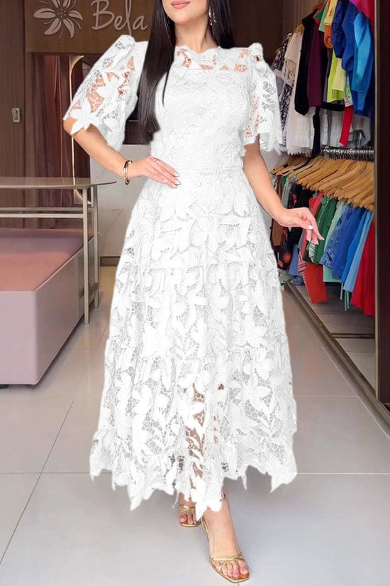 Floral Lace Elegant Midi Dress