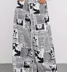Graphic Print Elastic Waist Casual Pants