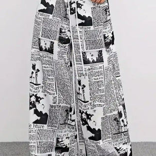 Graphic Print Elastic Waist Casual Pants
