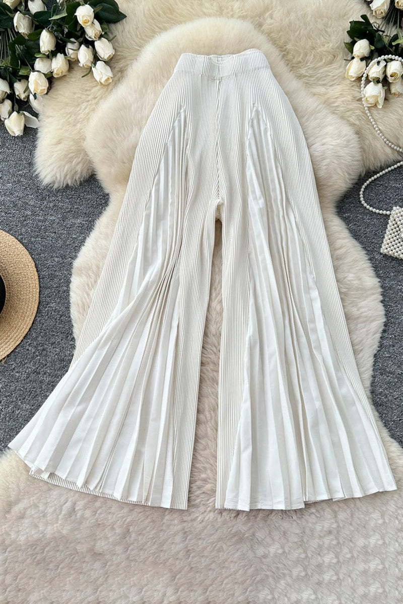 Elegant Pleated Wide-Leg Casual Pants