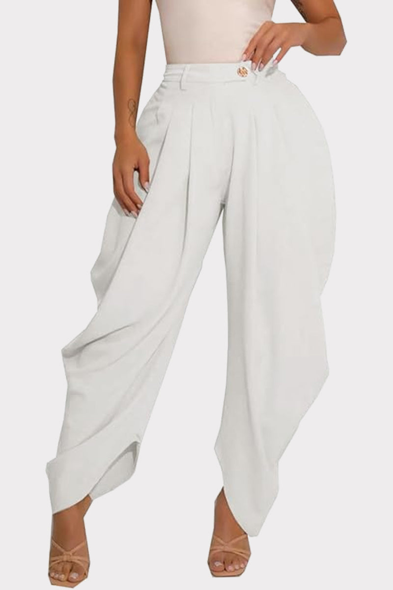 Pleated Hem Draped Casual Pants