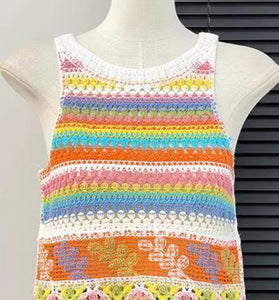 Vibrant Striped Crochet Tank Top