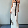 Halter Tie Front Tube Maxi Dress