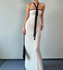 Halter Tie Front Tube Maxi Dress