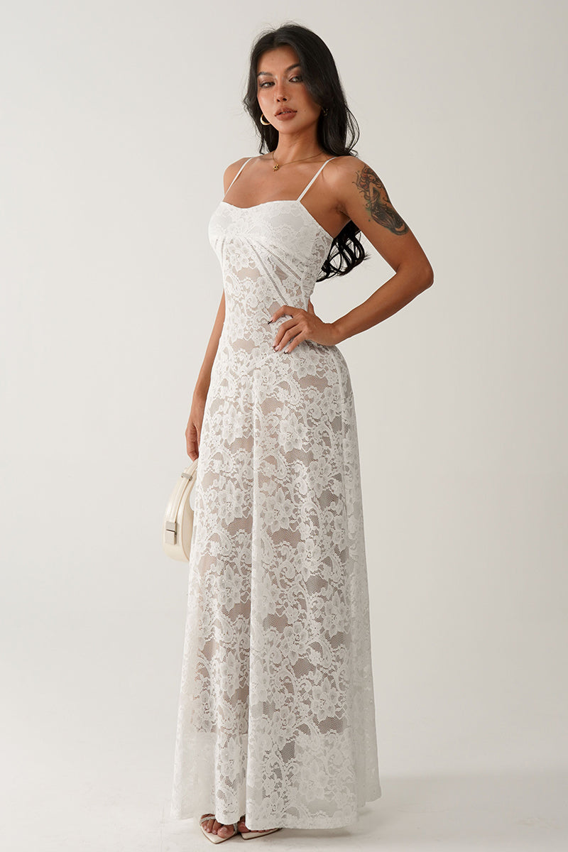 Spaghetti Strap Lace Maxi Dress
