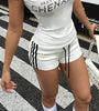 Drawstring Athletic Shorts with Side Stripes