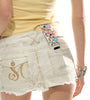 Frayed Hem Studded Denim Skirt