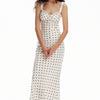 Polka Dot Ruched Strap Midi Dress