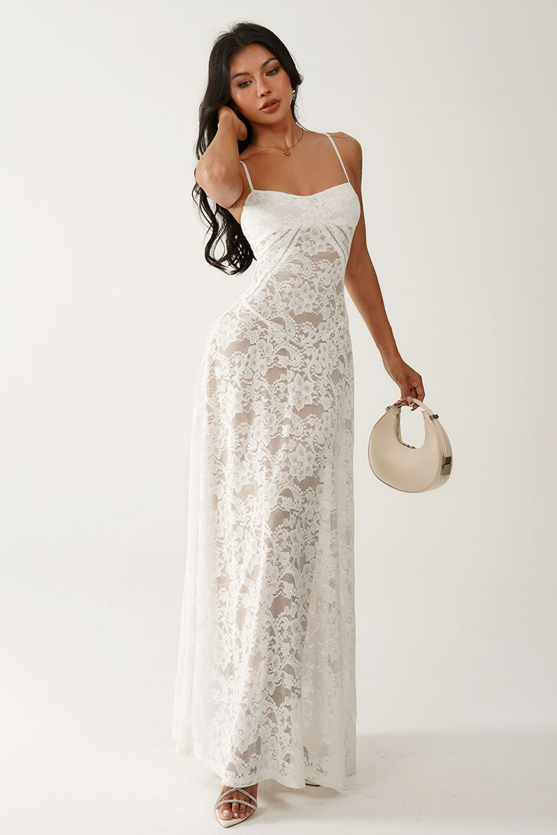 Spaghetti Strap Lace Maxi Dress