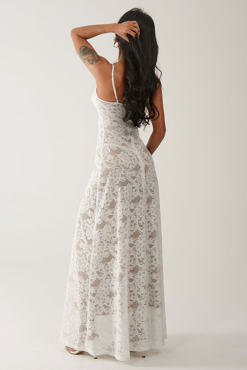 Spaghetti Strap Lace Maxi Dress