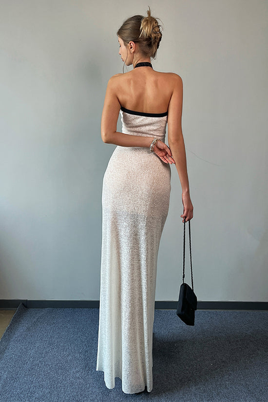 Halter Tie Front Tube Maxi Dress