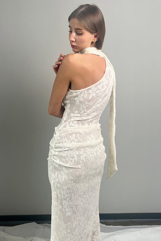 One Shoulder Pleated Maxi Gown