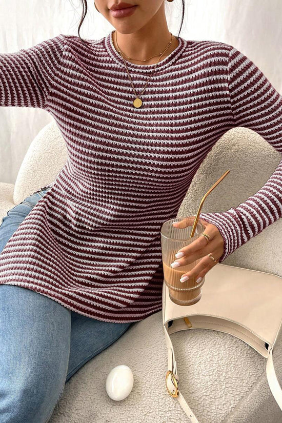 Striped Knit Long Sleeve Top