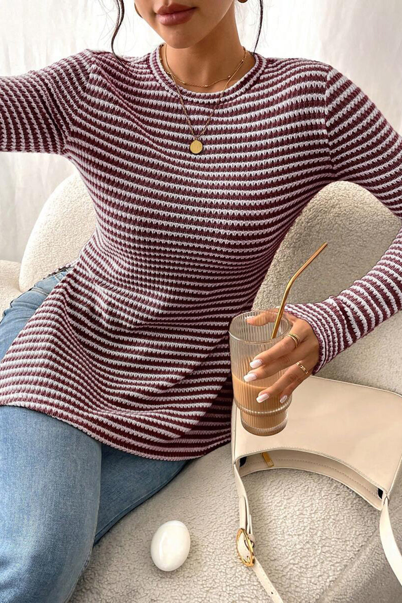 Striped Knit Long Sleeve Top