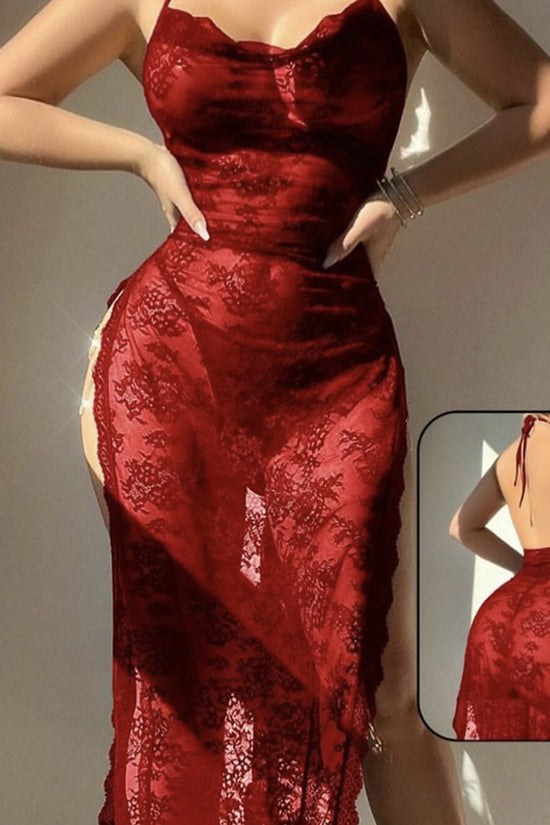 Elegant Lace Sheer Lingerie Dress