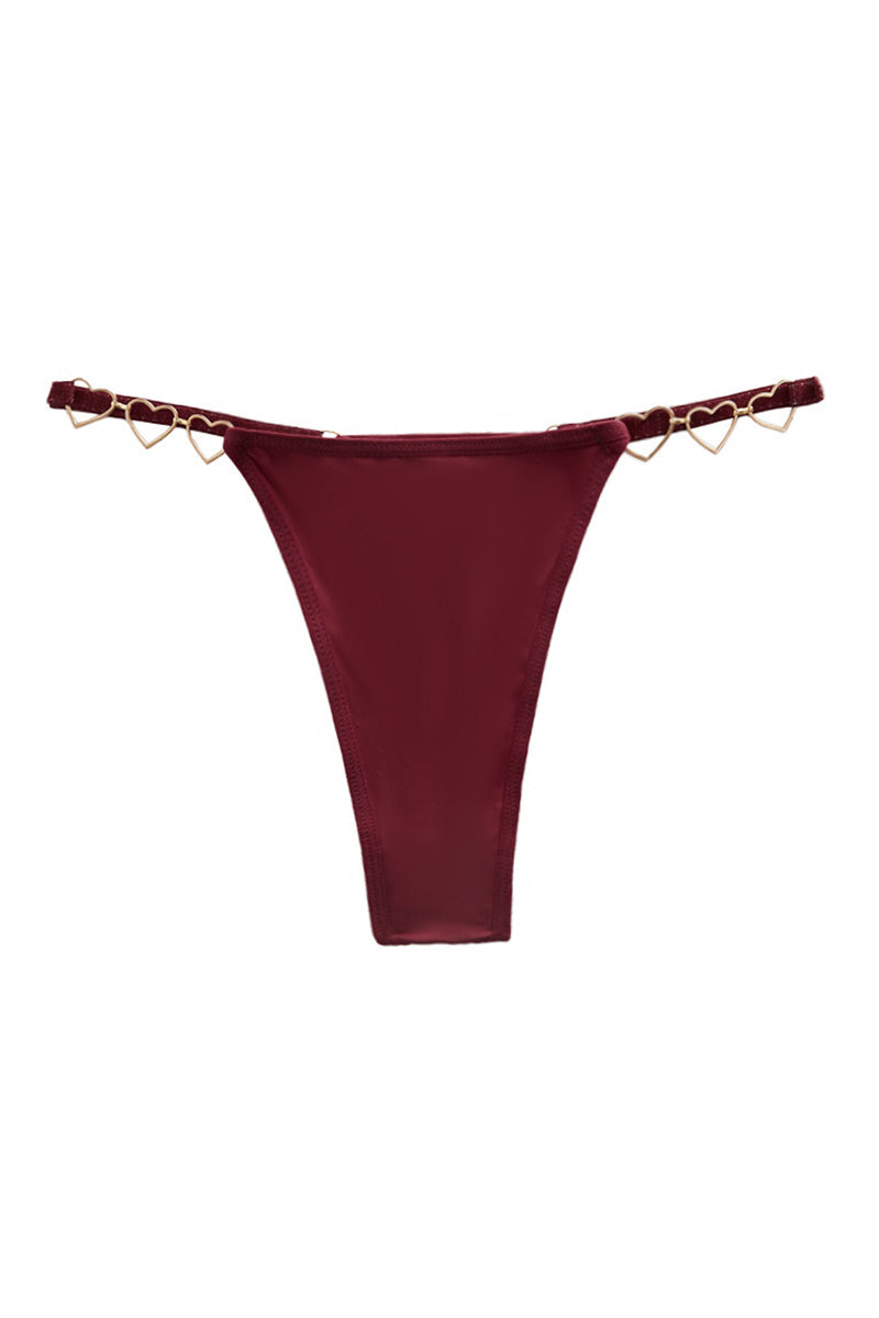 Heart Accent Strappy Thong Panties