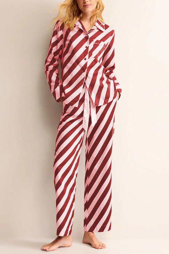 Striped Button-Up Loungewear Set