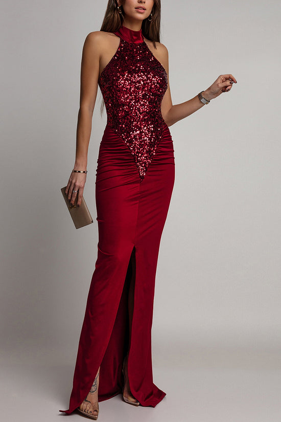 Sleeveless Sequined Bodycon Evening Dress