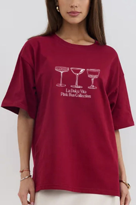 Graphic Tee with Drink Motif