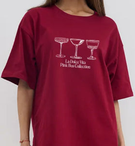 Graphic Tee with Drink Motif