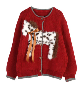Animal Motif Button-Down Cardigan