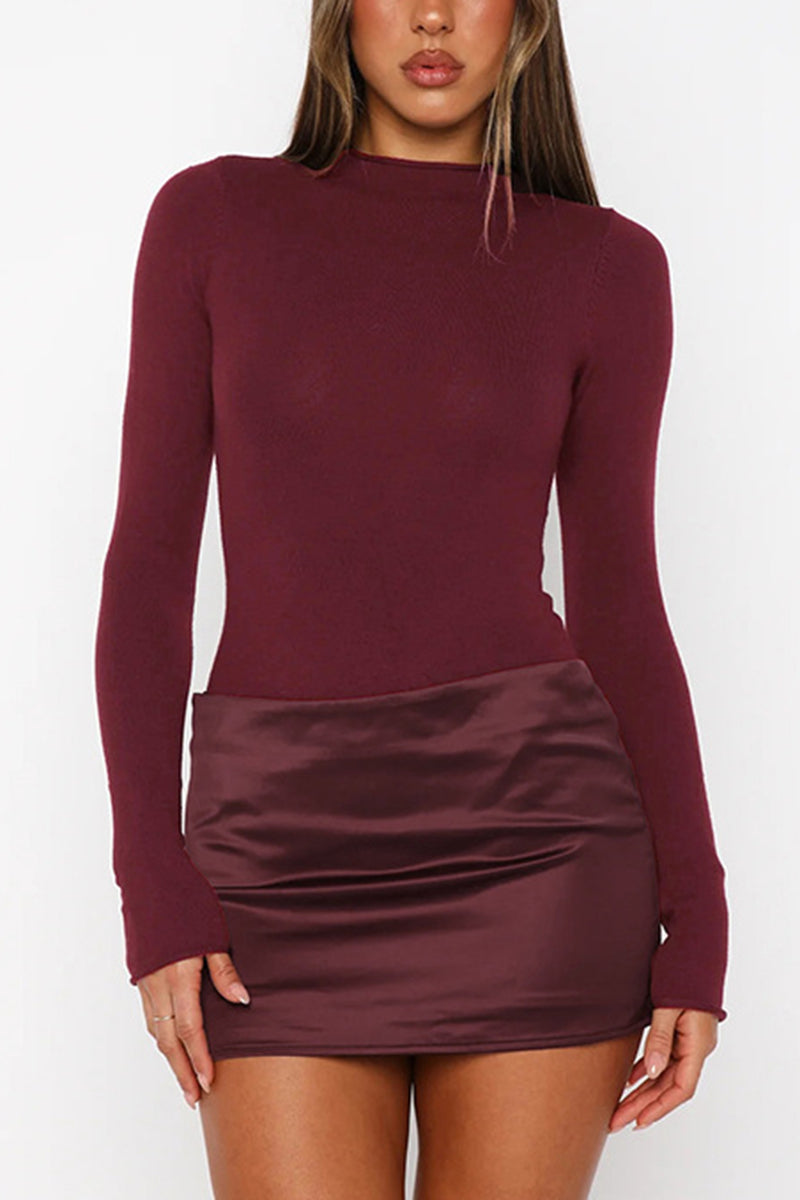 Long Sleeve Mock Neck Bodycon Dress