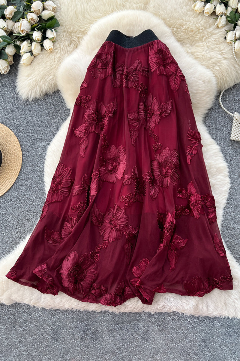 Floral Detail Midi Skirt