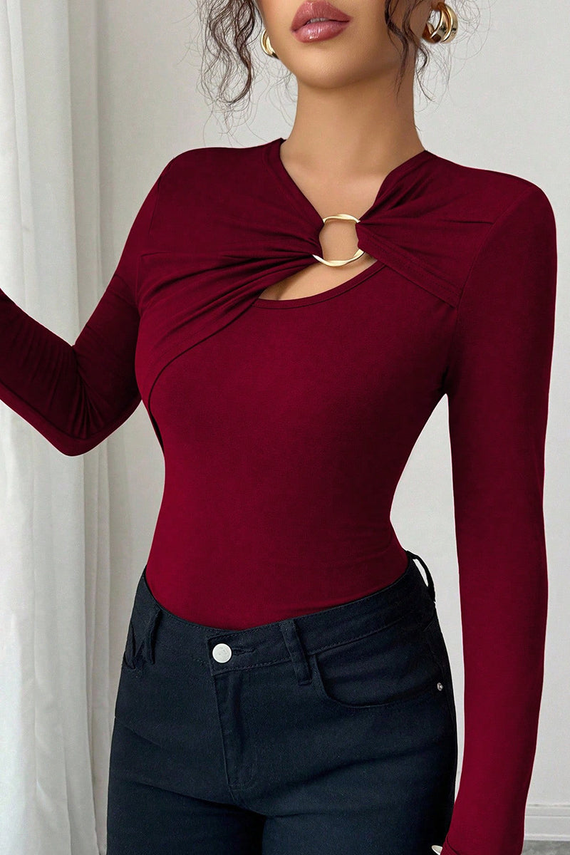 Ring Detail Long Sleeve Top