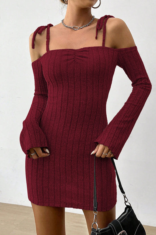 Off-Shoulder Tie Strap Casual Dress