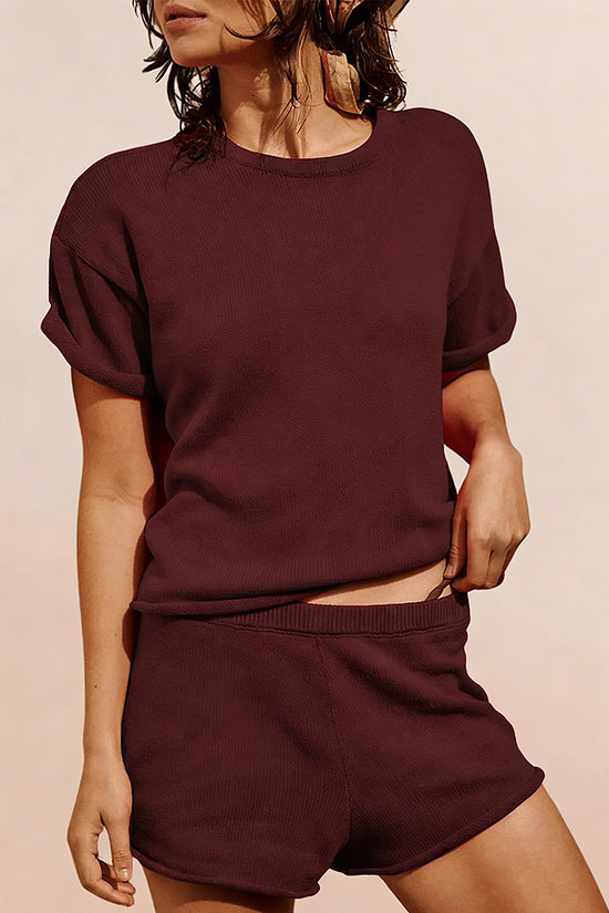 Casual Knit Shorts Set