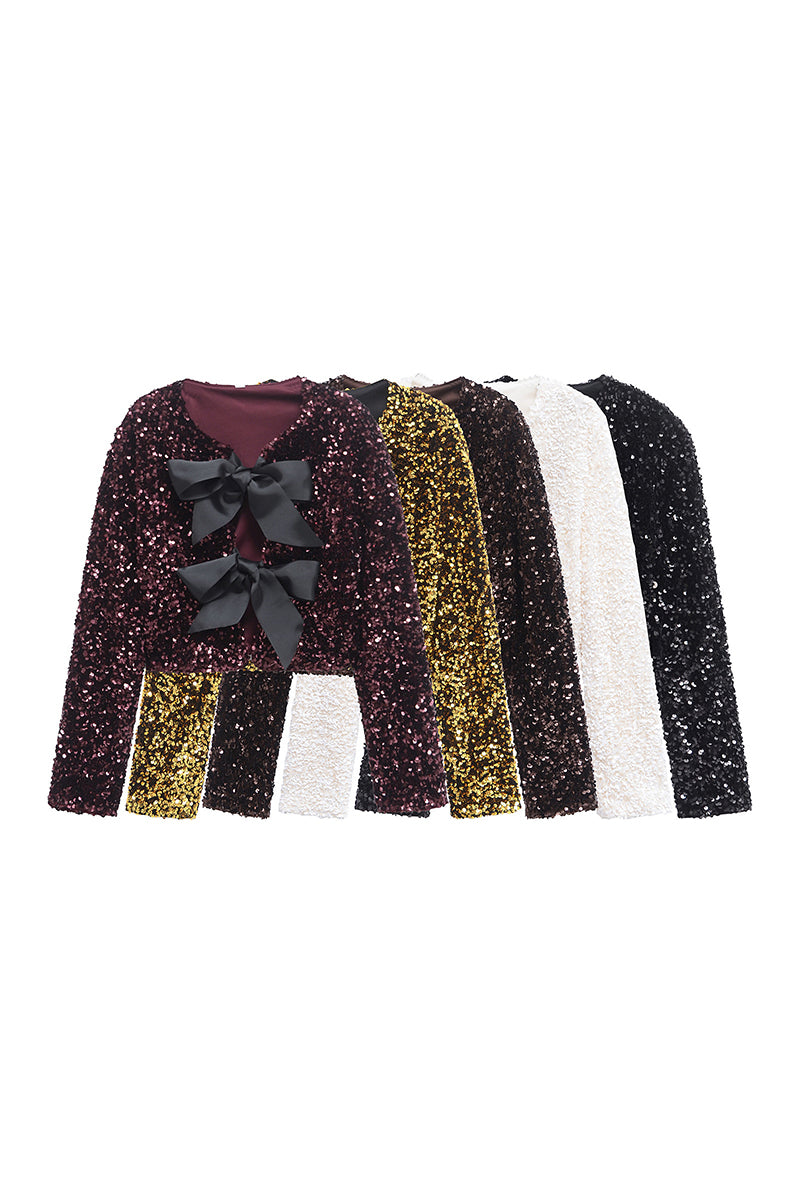 Bow Accent Textured Blazer