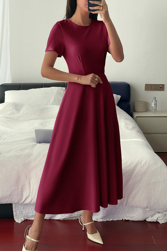 Elegant Short Sleeve Midi Dress