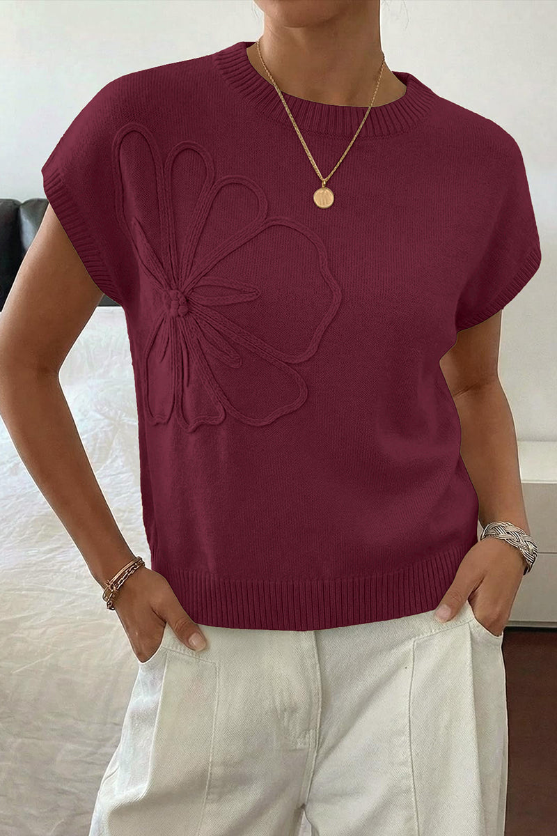 Floral Sleeveless Sweater Vest