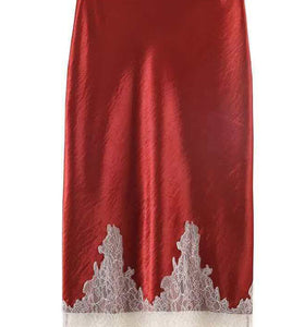 Elegant Lace Trim Midi Skirt
