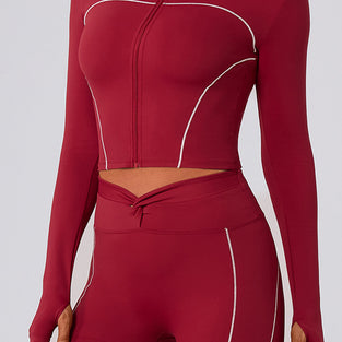 Zip-Up Long Sleeve Active Crop Top