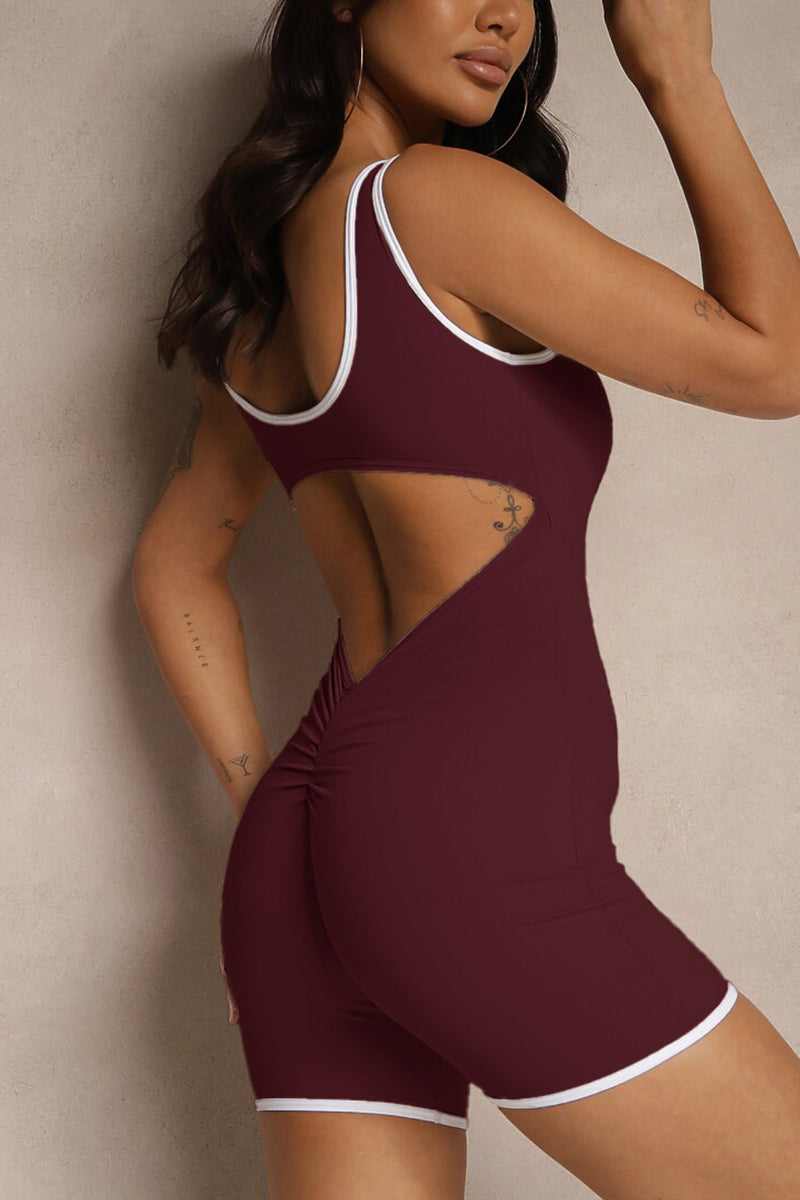 Ruched Cutout Back Romper