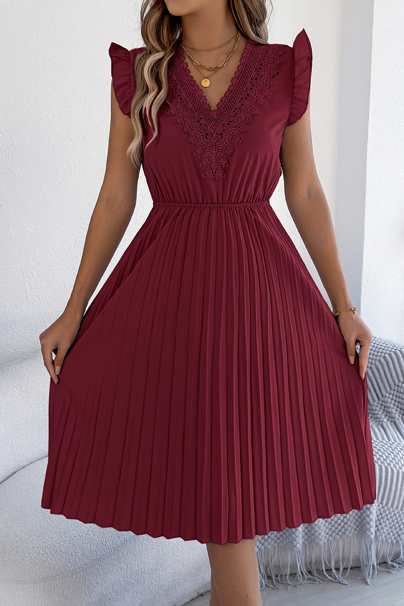 V-Neck Flutter Sleeve Casual Dress