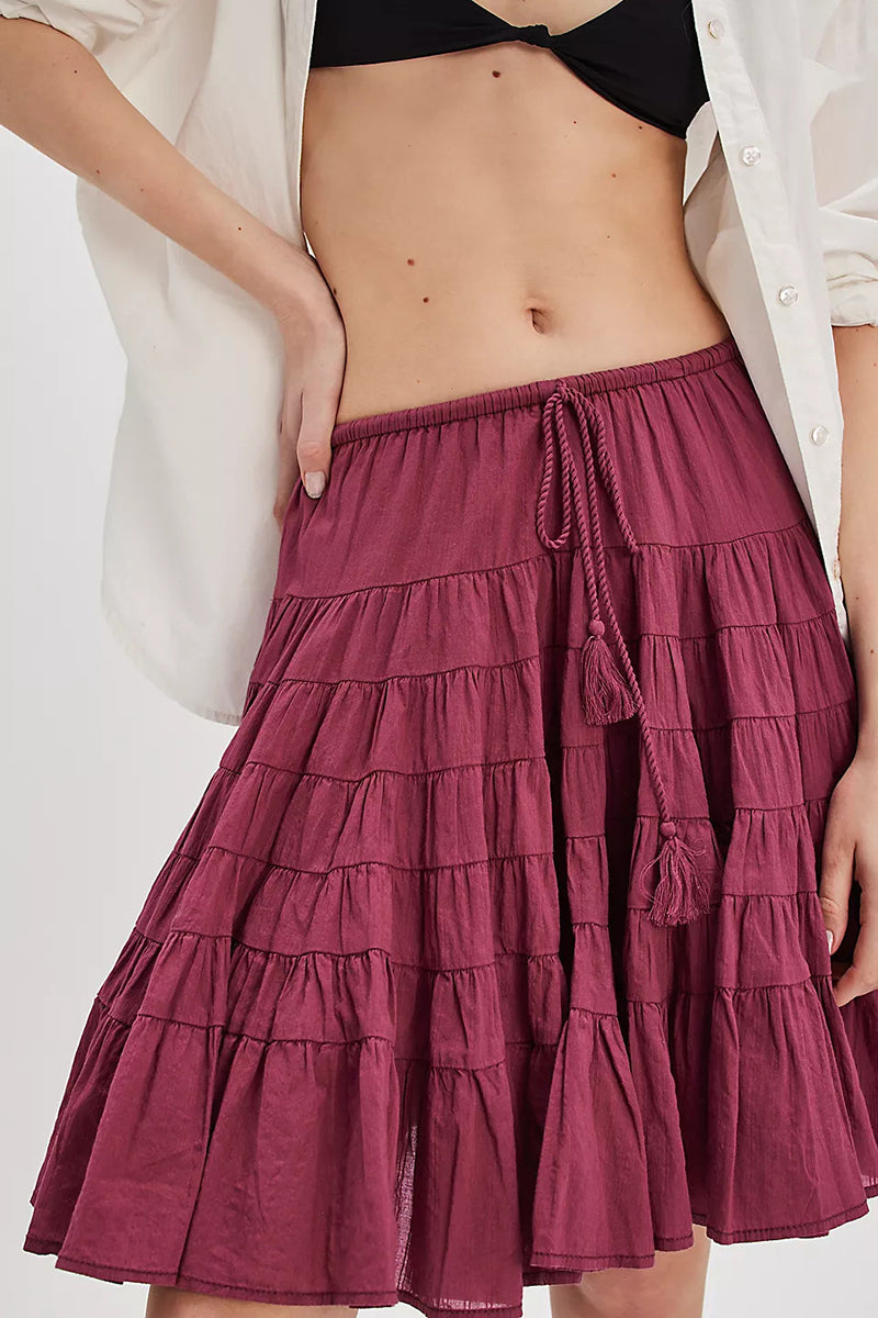 Ruffled Layered Midi Skirt