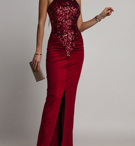 Sleeveless Sequined Bodycon Evening Dress
