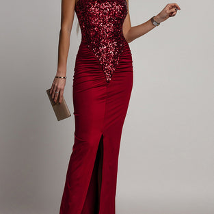 Sleeveless Sequined Bodycon Evening Dress