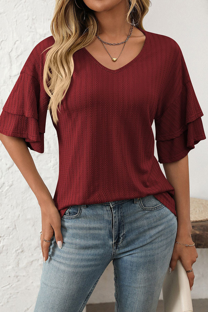 V-Neck Layered Sleeve T-Shirt
