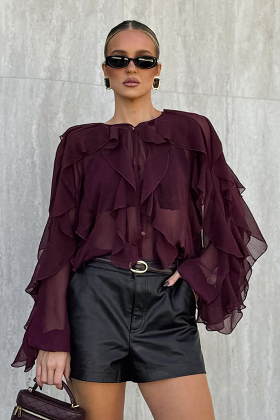 Elegant Ruffle Long Sleeve Blouse