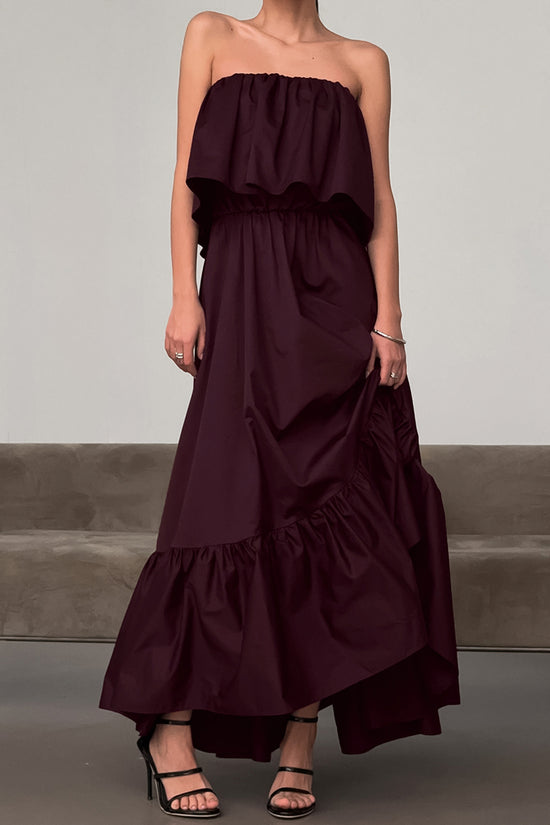 Strapless Ruffle Maxi Dress