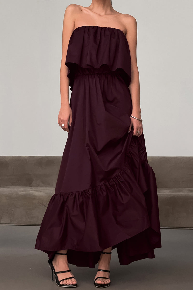 Strapless Ruffle Maxi Dress
