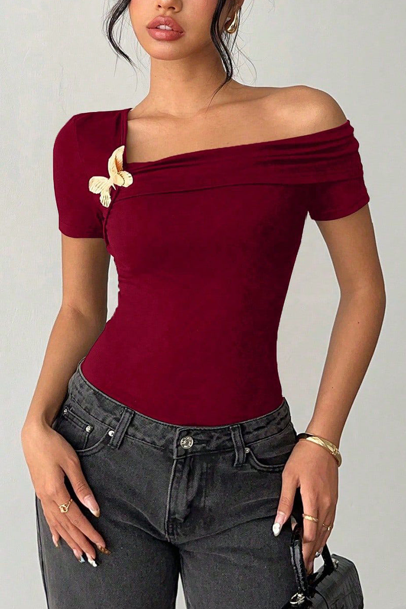 Off-Shoulder Asymmetrical T-Shirt