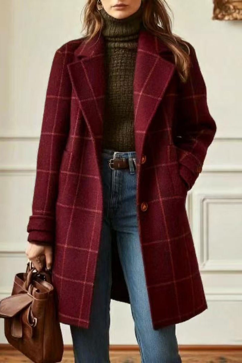 Elegant Checkered Long Coat
